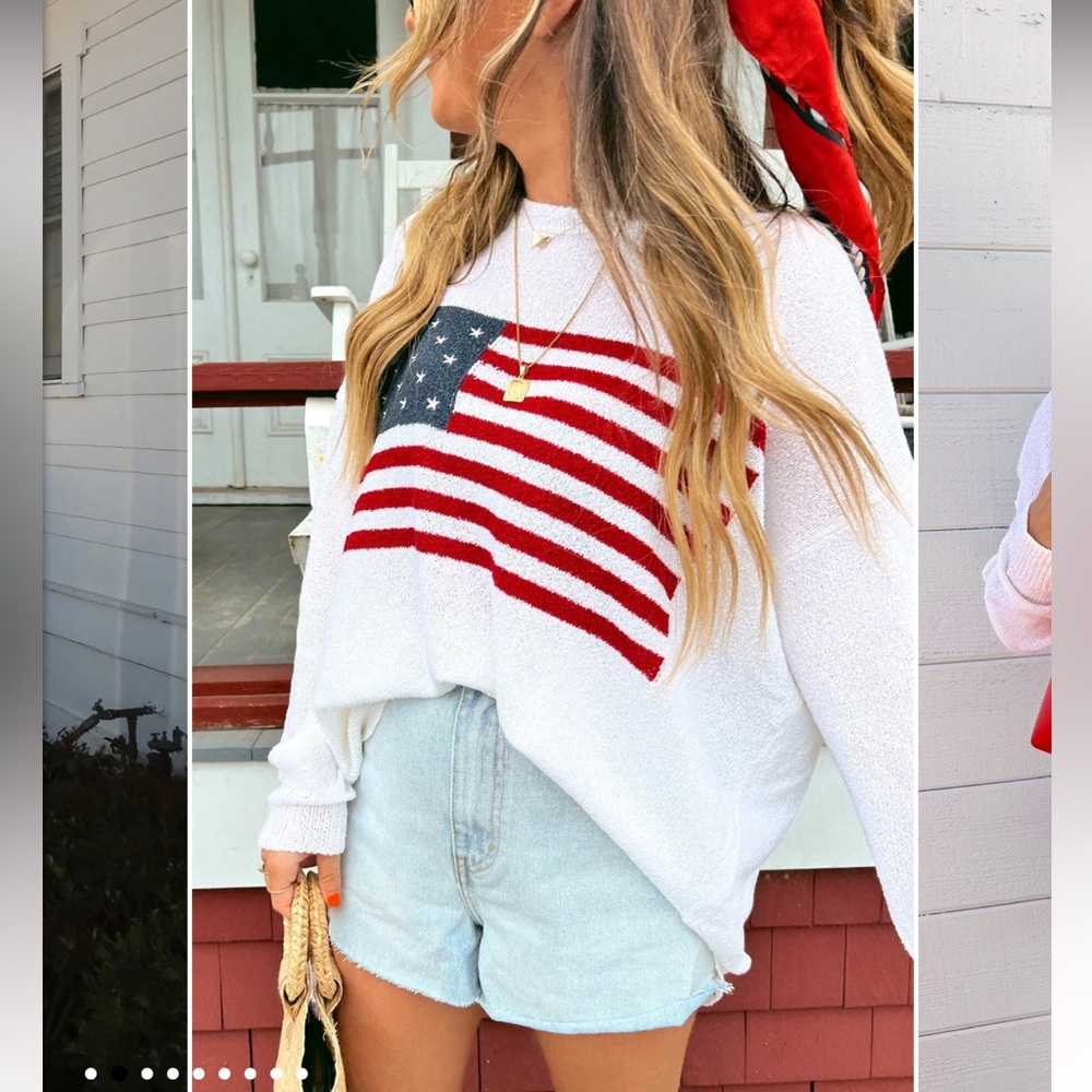 Show Me Your MuMu White American Flag Sweater